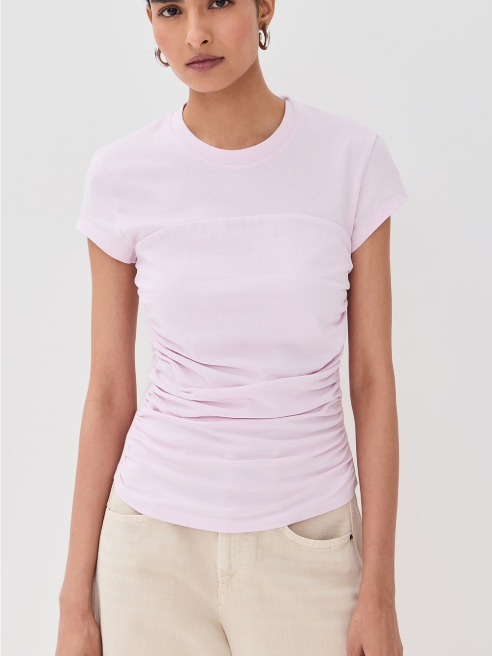 Isabel Marant Light Pink Ruched Short Sleeve Tee